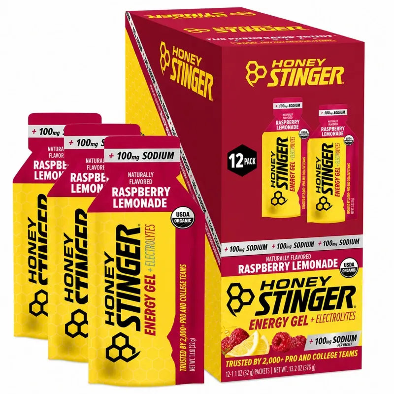 Honey Stinger Box of 12 Organic Energy Gel in Raspberry Lemonade