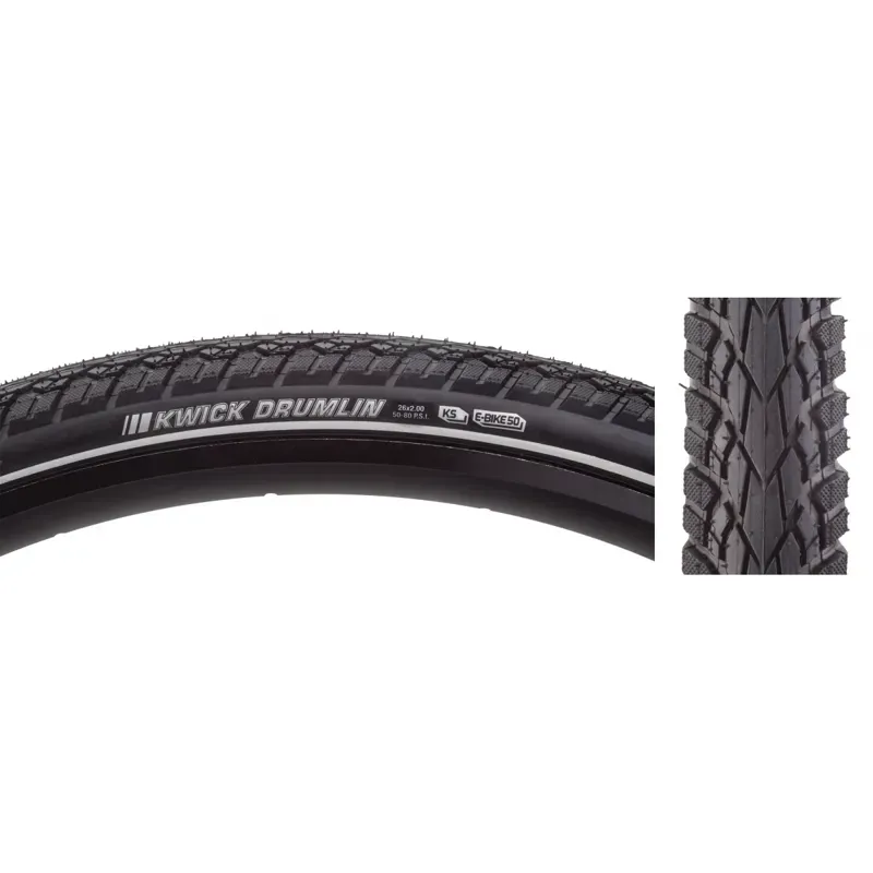 Kenda Drumlin Sport SRC/KS/60 80-psi E50 26x2.0-inch Wire Tire in Black
