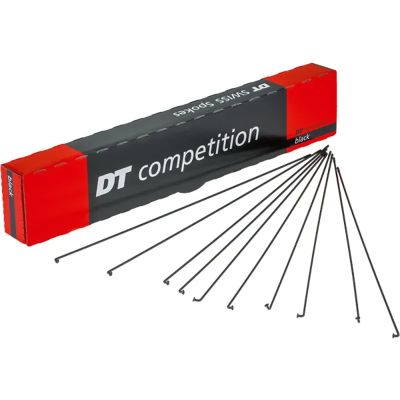 DT Swiss Competition Spoke: 2.0/1.8/2.0mm 296mm J-Bend Black Box Of 100 Black