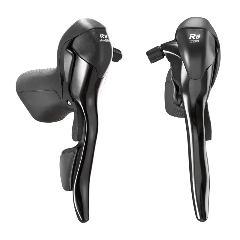 Microshift R8 3x8spd Drop Bar Shift Lever Set in Black