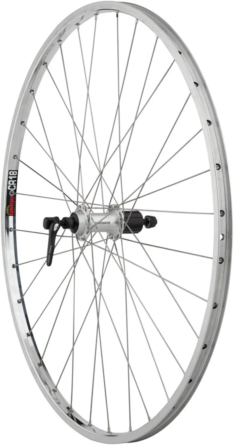 Quality Wheels CR-18 Rear Wheel 27 inch QR X 130mm Rim Brake HG 10 Clincher 32H - Polished/Silver