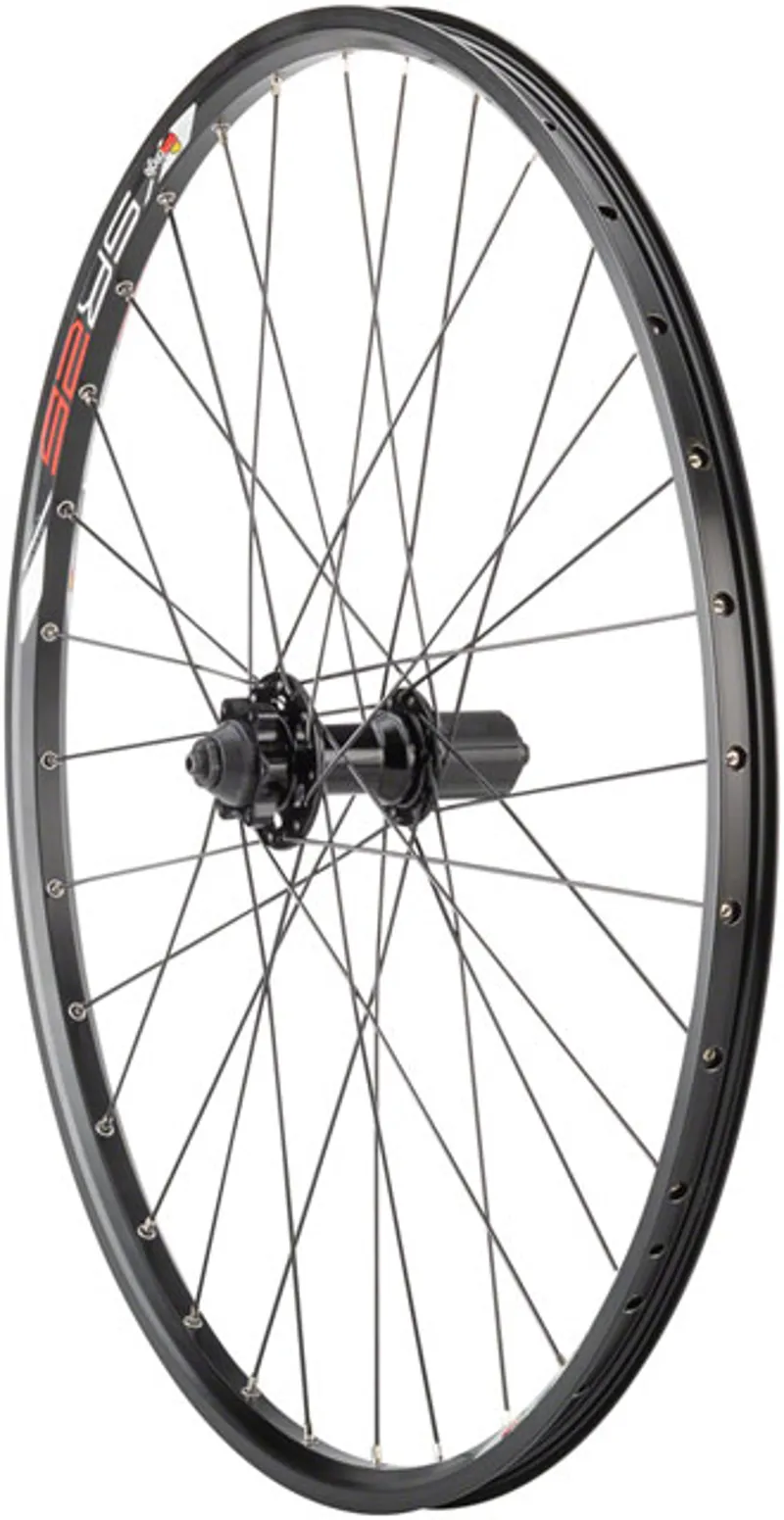 Quality Wheels Value Double Wall Series Disc Rear Wheel 26 inch QR x 135mm 6-Bolt HG 10 Clincher 32H - Black