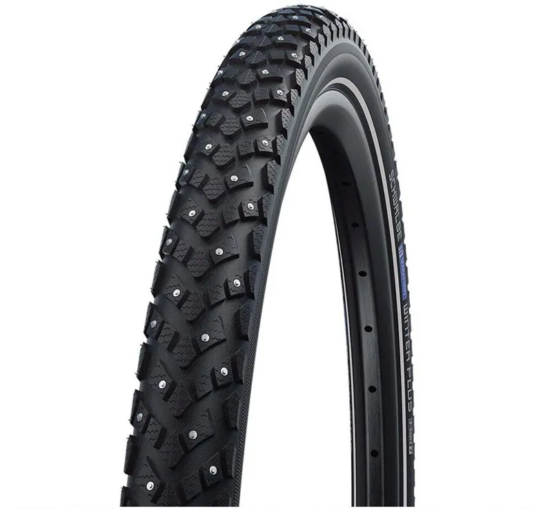 Schwalbe Marathon Winter Wire Bead Tire 26x2.0 - Black with Reflective Sidewall and RaceGuard Protection