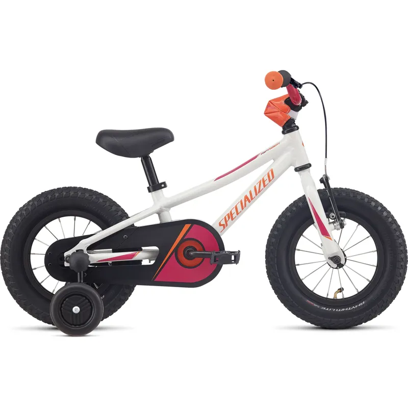Specialized 2022 Riprock Coaster 12 Kids Bike - Metallic White Silver/Rocket Red/Flo Pink