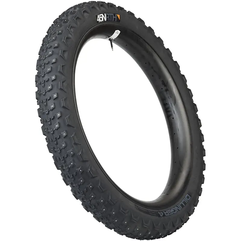 45NRTH Dillinger 4 Tire 27.5 X 4.0 Tubeless Folding Black 120 TPI 168 Large Concave Carbide Aluminum Studs In Black -1