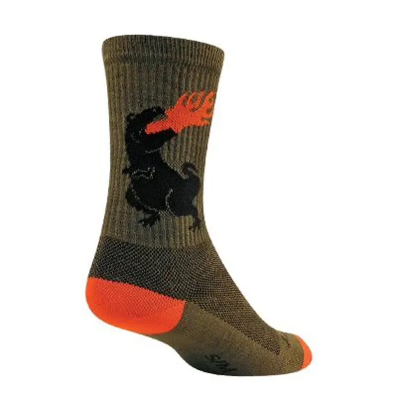 Sockguy Dinosaur Wool Socks 6 Inch in Green